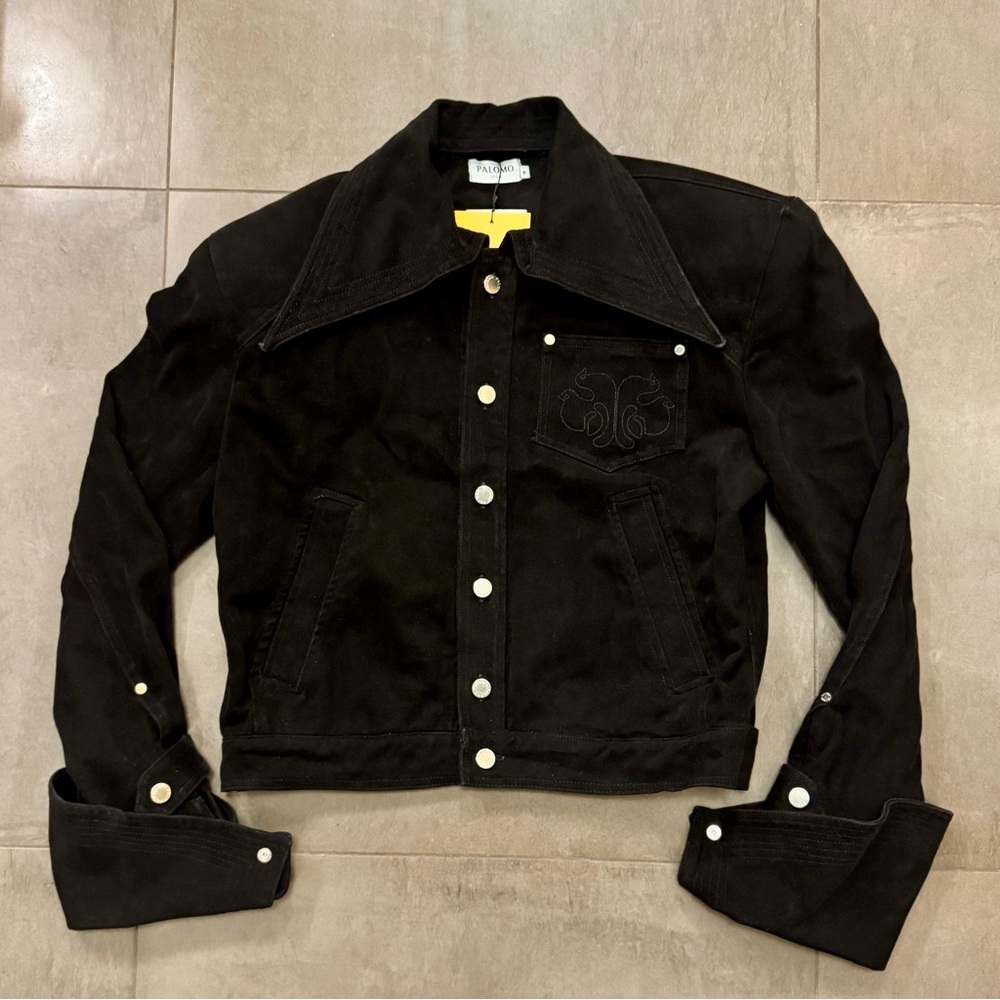 Palomo Spain Men's Black Denim Jacket, Size Medium